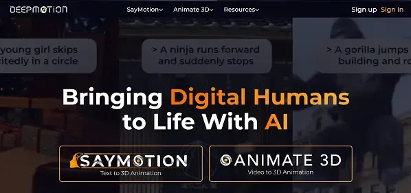 DeepMotion AI preview