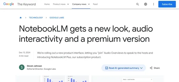 GOOGLE NOTEBOOKLM PLUS preview