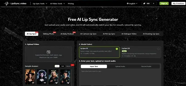 LIPSYNC.VIDEO preview