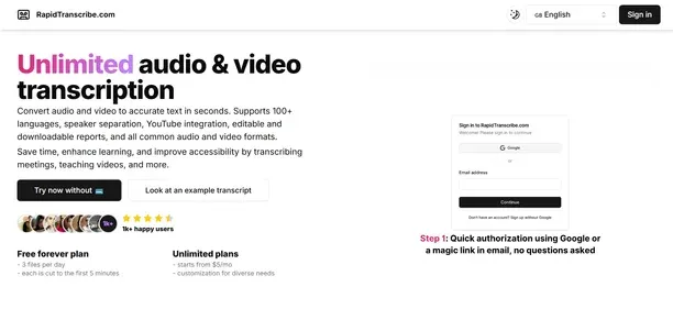 RapidTranscribe preview